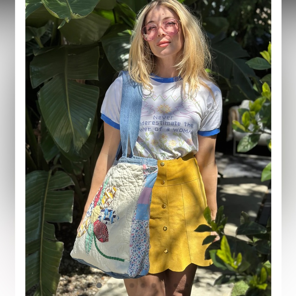 Stoned Immaculate Yellow Suede Miniskirt size small